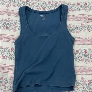 American Eagle Outfitters Teal Ribbed Tank Top